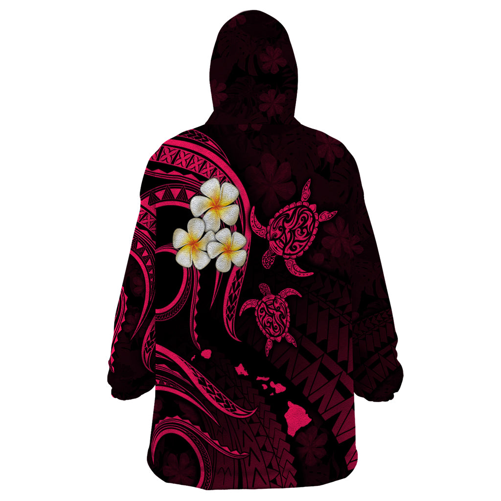 Hawaii Wearable Blanket Hoodie Oahu Islands Pacific Plumeria Pink Vibe LT9 - Polynesian Pride