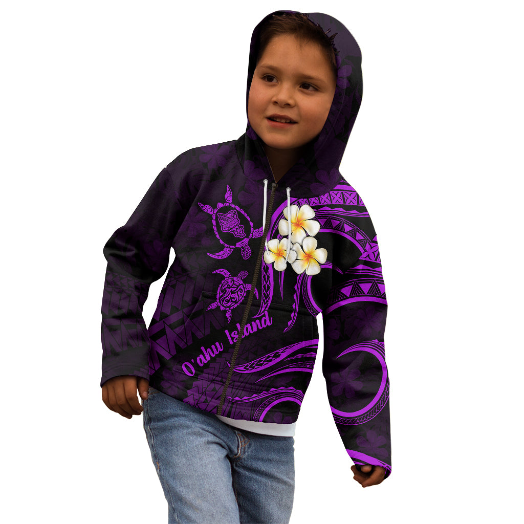 Hawaii Kid Hoodie Oahu Islands Pacific Plumeria Purple Vibe LT9 - Polynesian Pride