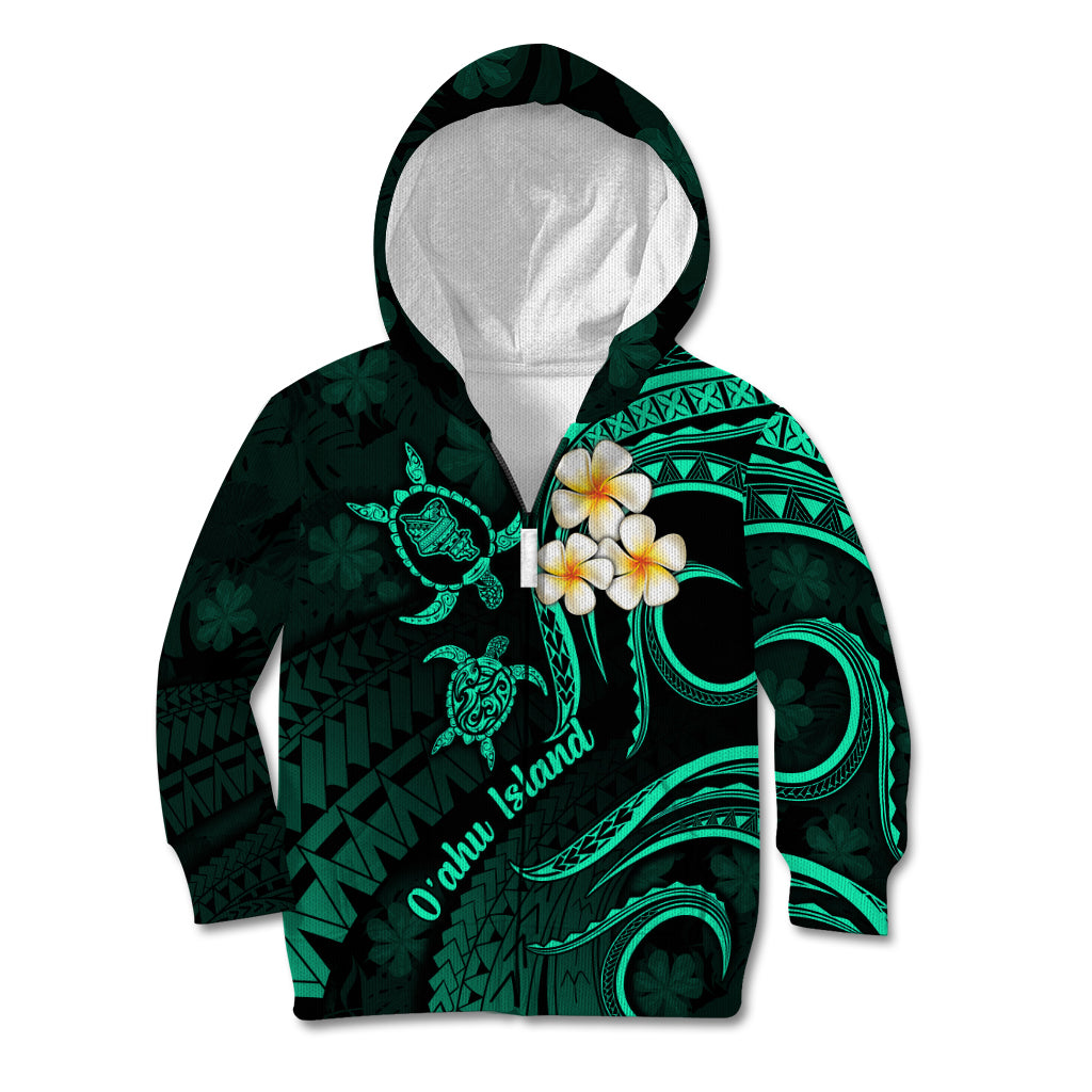 Hawaii Kid Hoodie Oahu Islands Pacific Plumeria Turquoise Vibe LT9 - Polynesian Pride