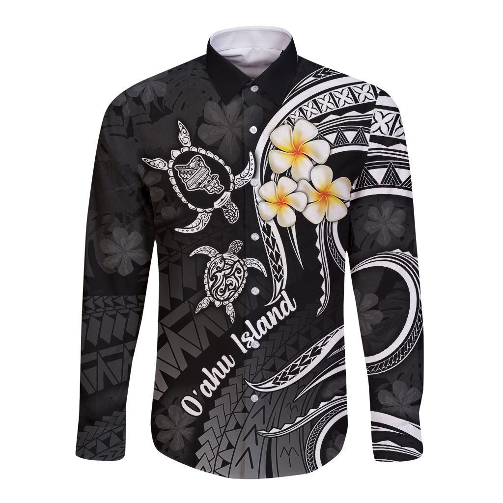 Hawaii Long Sleeve Button Shirt Oahu Islands Pacific Plumeria White Vibe LT9 Unisex White - Polynesian Pride