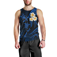 Personalised Oahu Hawaii Men Tank Top Polynesian Tattoo and Pacific Plumeria Blue Vibe LT9 - Polynesian Pride