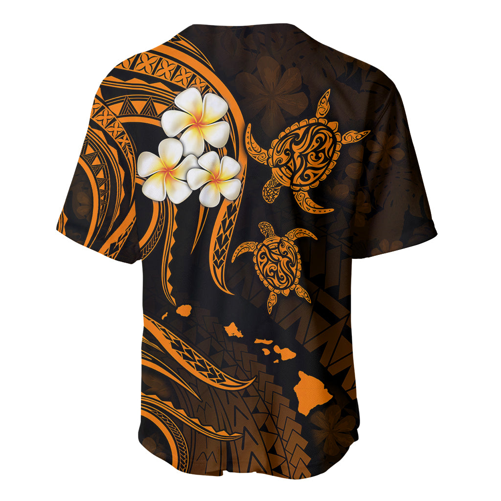 Personalised Oahu Hawaii Baseball Jersey Polynesian Tattoo and Pacific Plumeria Gold Vibe LT9 - Polynesian Pride