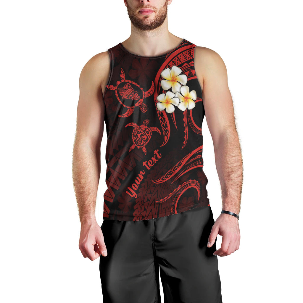 Personalised Oahu Hawaii Men Tank Top Polynesian Tattoo and Pacific Plumeria Red Vibe LT9 - Polynesian Pride