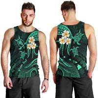 Personalised Oahu Hawaii Men Tank Top Polynesian Tattoo and Pacific Plumeria Turquoise Vibe LT9 - Polynesian Pride