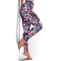 Manuia le Kerisimasi American Samoa Leggings Pacific Patchwork Xmas Vibes - Polynesian Pride