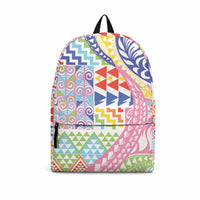Maori Kowhaiwhai Taniko Patchwork Rainbow Motifs Backpack