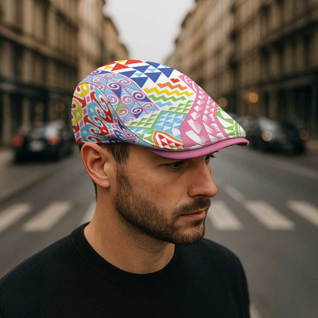 Maori Kowhaiwhai Taniko Patchwork Rainbow Motifs Jeff Hat