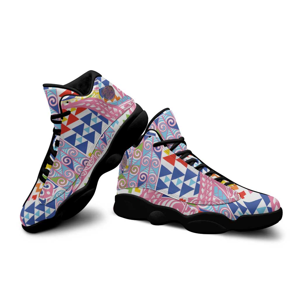 Maori Kowhaiwhai Taniko Patchwork Rainbow Motifs Sneakers J13