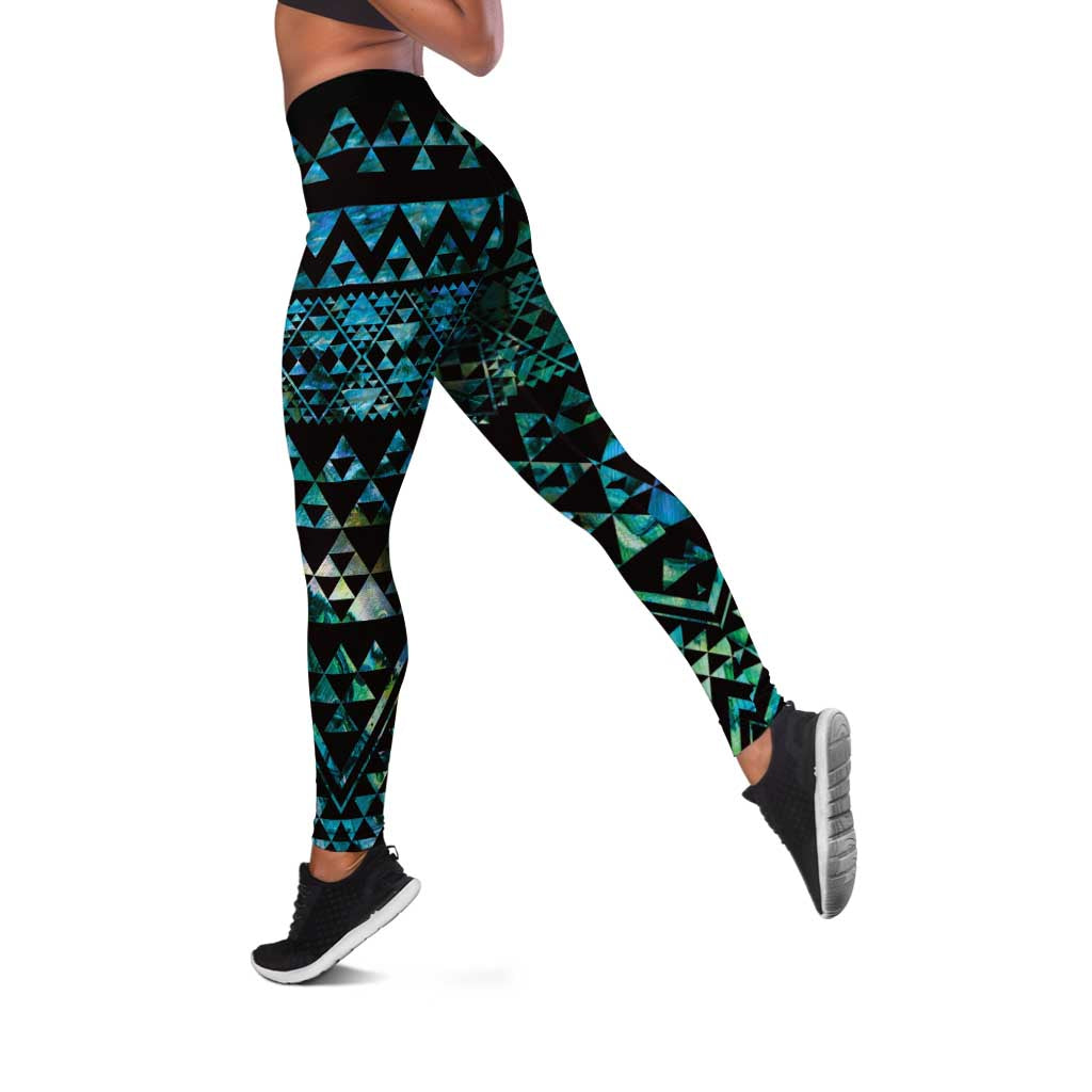 Maori Niho Taniwha Te Wheiao Leggings Paua Shell - Polynesian Pride