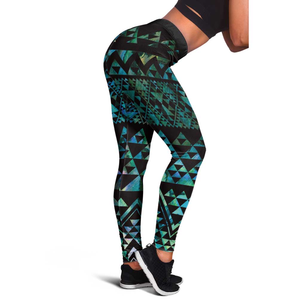 Maori Niho Taniwha Te Wheiao Leggings Paua Shell - Polynesian Pride