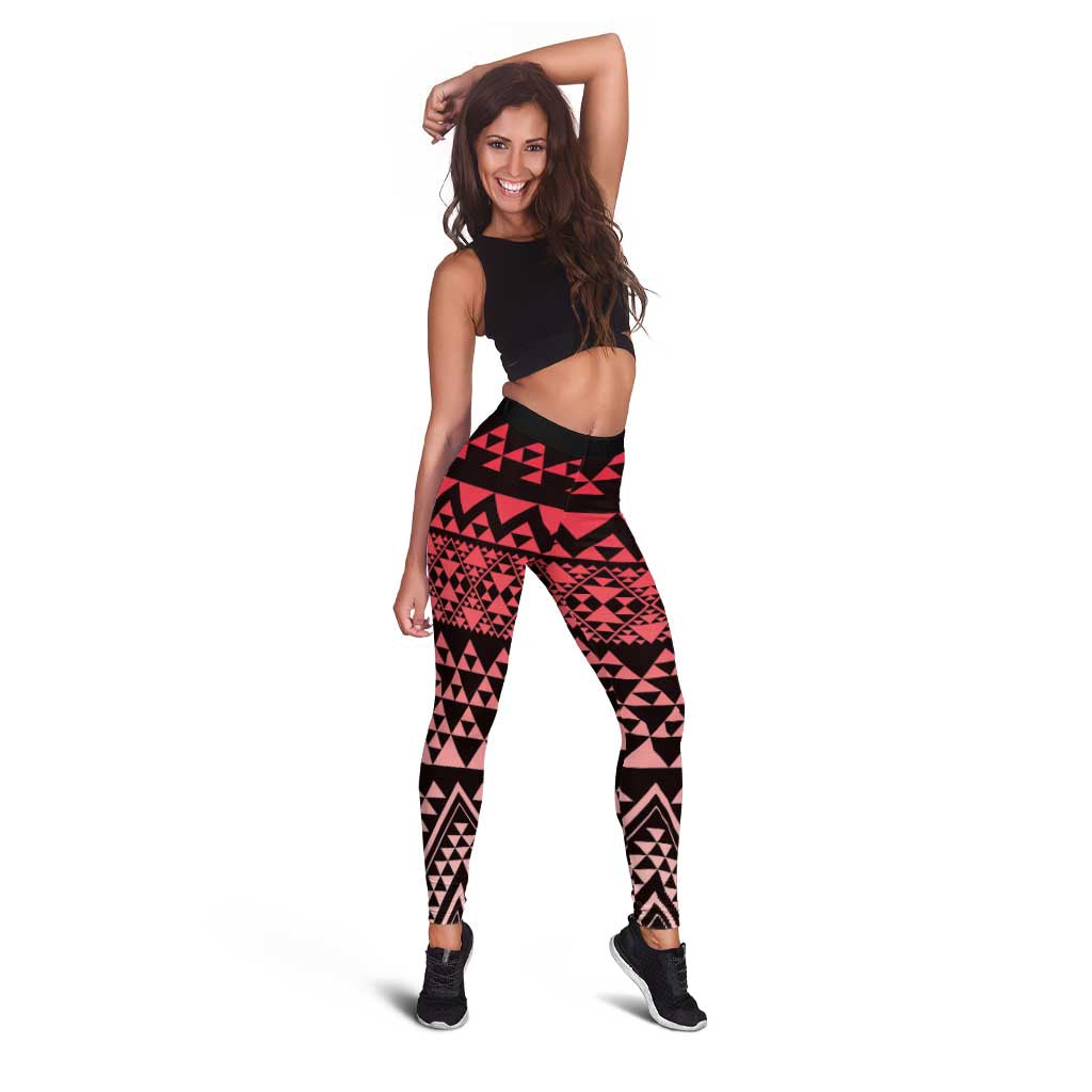 Maori Niho Taniwha Te Wheiao Leggings Terracotta - Polynesian Pride