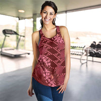 Maroon Aloha Hawaii Women Racerback Tank Hawaiian Kakau Ohia Lehua Lei LT14 - Polynesian Pride