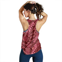 Maroon Aloha Hawaii Women Racerback Tank Hawaiian Kakau Ohia Lehua Lei LT14 - Polynesian Pride
