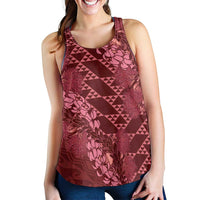 Maroon Aloha Hawaii Women Racerback Tank Hawaiian Kakau Ohia Lehua Lei LT14 - Polynesian Pride