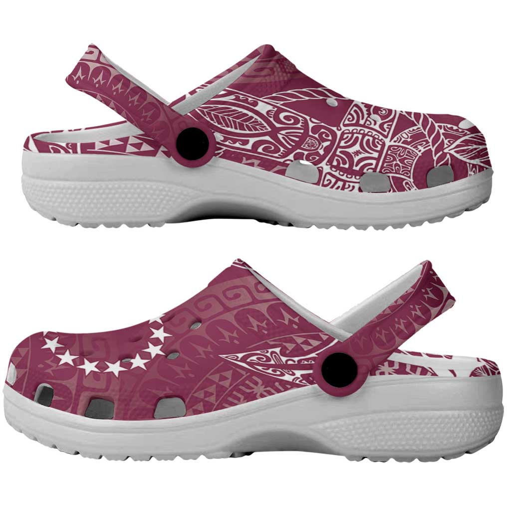 Maroon Kuki Airani Tapakau Clogs Shoes Tribal Anchor Mix Tiare