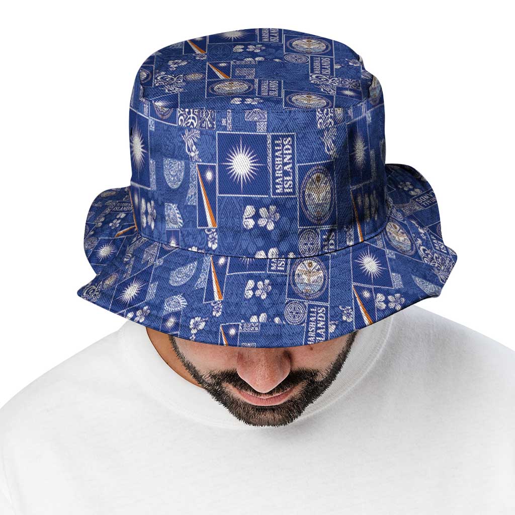 Marshall Islands Merry Christmas Bucket Hat Pacific Patchwork Xmas Vibes - Polynesian Pride