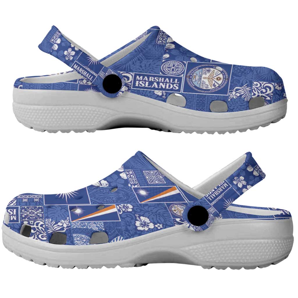 Marshall Islands Merry Christmas Clogs Shoes Pacific Patchwork Xmas Vibes - Polynesian Pride