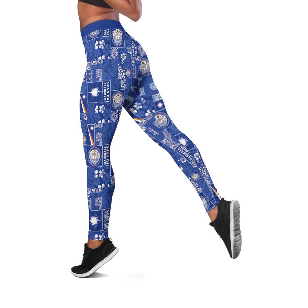 Marshall Islands Merry Christmas Leggings Pacific Patchwork Xmas Vibes - Polynesian Pride