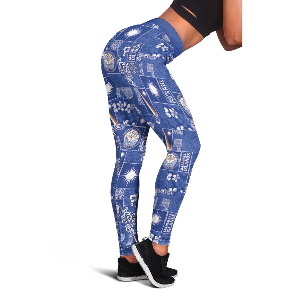 Marshall Islands Merry Christmas Leggings Pacific Patchwork Xmas Vibes - Polynesian Pride