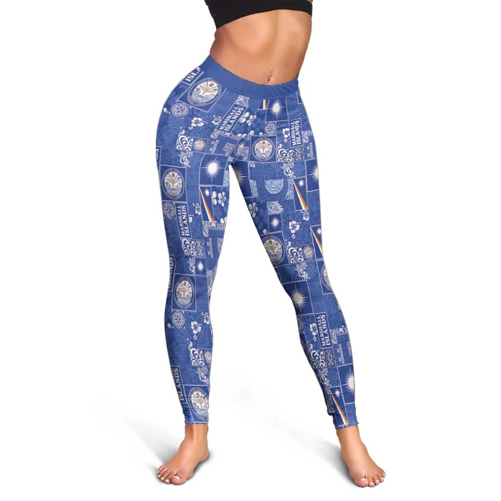 Marshall Islands Merry Christmas Leggings Pacific Patchwork Xmas Vibes - Polynesian Pride