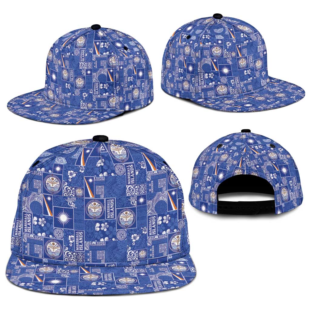 Marshall Islands Merry Christmas Snapback Cap Pacific Patchwork Xmas Vibes - Polynesian Pride