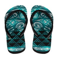 Matariki New Zealand Flip Flops NZ Niho Taniwha Maori New Year Cyan Galaxy