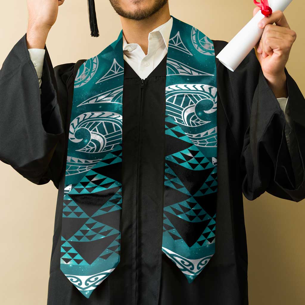 Matariki New Zealand Graduation Stole NZ Niho Taniwha Maori New Year Cyan Galaxy LT14