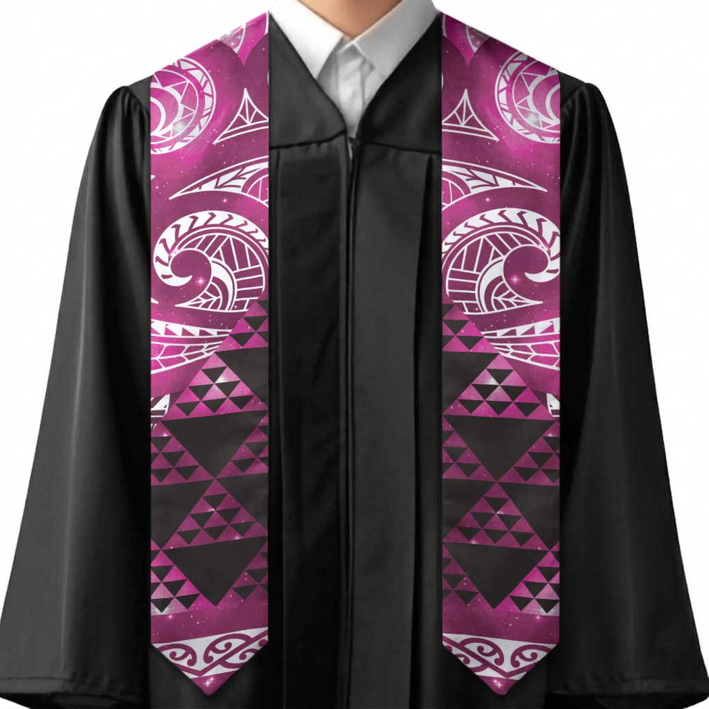 Matariki New Zealand Graduation Stole NZ Niho Taniwha Maori New Year Pink Galaxy