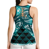 Matariki New Zealand Hollow Tank Top NZ Niho Taniwha Maori New Year Cyan Galaxy LT14 - Polynesian Pride