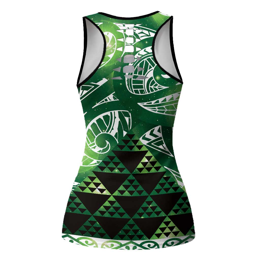 Matariki New Zealand Hollow Tank Top NZ Niho Taniwha Maori New Year Green Galaxy LT14 - Polynesian Pride