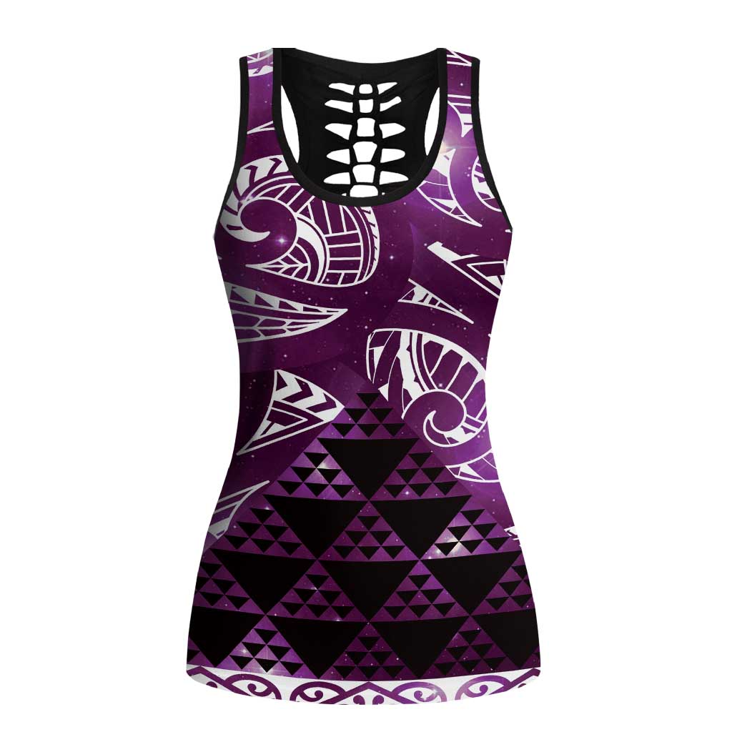 Matariki New Zealand Hollow Tank Top NZ Niho Taniwha Maori New Year Purple Galaxy LT14 Female Purple - Polynesian Pride