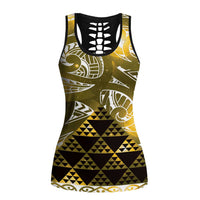 Matariki New Zealand Hollow Tank Top NZ Niho Taniwha Maori New Year Yellow Galaxy LT14 Female Yellow - Polynesian Pride