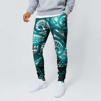 Matariki New Zealand Jogger Pants NZ Niho Taniwha Maori New Year Cyan Galaxy