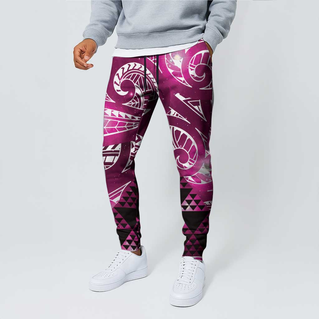 Matariki New Zealand Jogger Pants NZ Niho Taniwha Maori New Year Pink Galaxy
