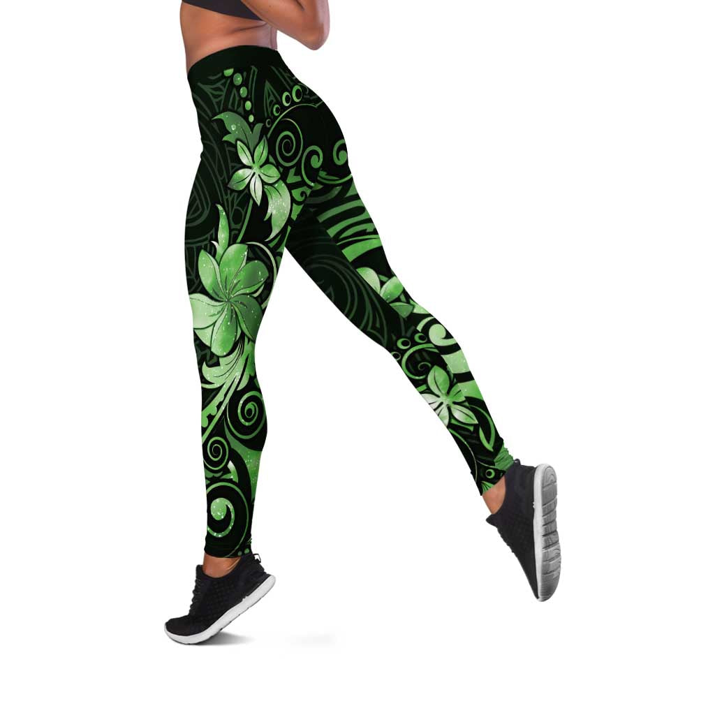 Matariki New Zealand Leggings Maori Pattern Green Galaxy - Polynesian Pride