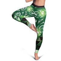 Matariki New Zealand Leggings NZ Niho Taniwha Maori New Year Green Galaxy