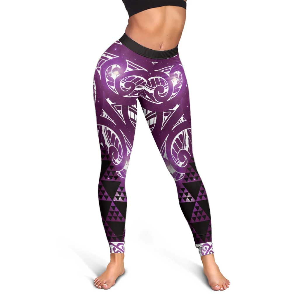 Matariki New Zealand Leggings NZ Niho Taniwha Maori New Year Purple Galaxy