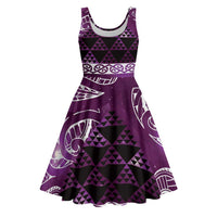 Matariki New Zealand Midi Dress NZ Niho Taniwha Maori New Year Purple Galaxy LT14 Purple - Polynesian Pride