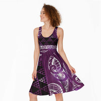 Matariki New Zealand Midi Dress NZ Niho Taniwha Maori New Year Purple Galaxy LT14 - Polynesian Pride