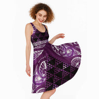 Matariki New Zealand Midi Dress NZ Niho Taniwha Maori New Year Purple Galaxy LT14 - Polynesian Pride