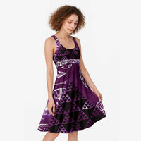 Matariki New Zealand Midi Dress NZ Niho Taniwha Maori New Year Purple Galaxy LT14 - Polynesian Pride