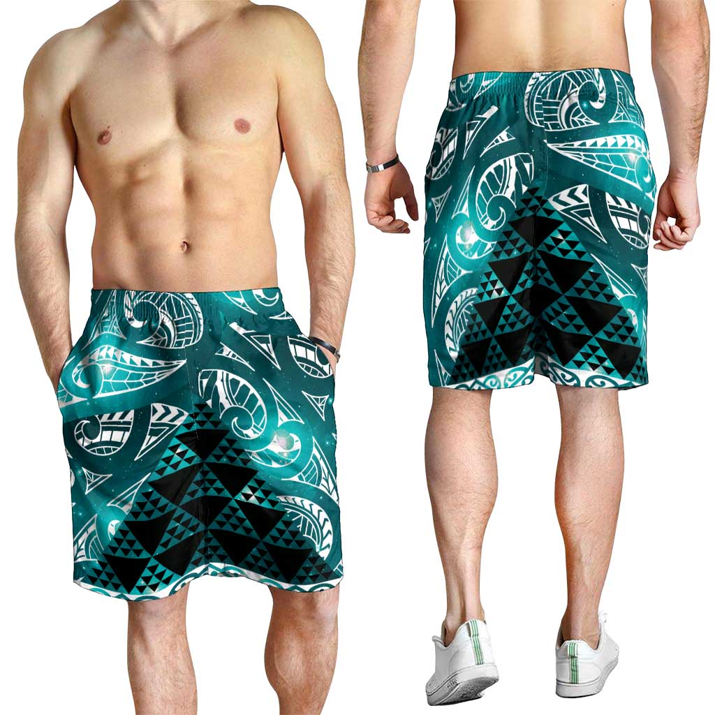 Matariki New Zealand Shorts for Men NZ Niho Taniwha Maori New Year Cyan Galaxy