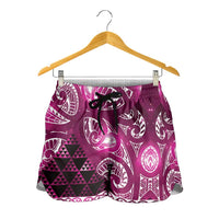 Matariki New Zealand Shorts for Women NZ Niho Taniwha Maori New Year Pink Galaxy LT14 - Polynesian Pride