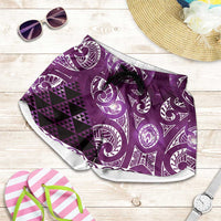 Matariki New Zealand Shorts for Women NZ Niho Taniwha Maori New Year Purple Galaxy LT14 Purple - Polynesian Pride