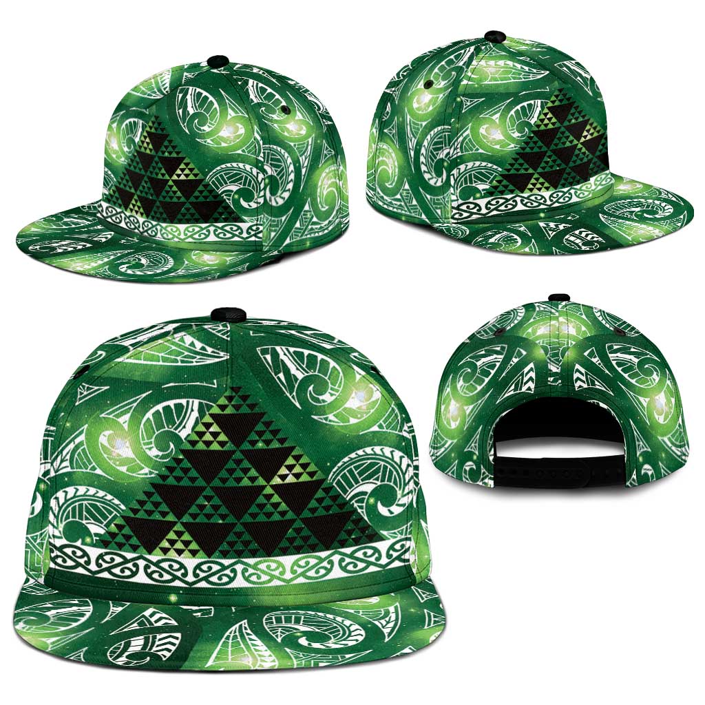 Matariki New Zealand Snapback Cap NZ Niho Taniwha Maori New Year Green Galaxy