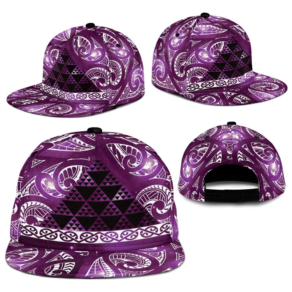 Matariki New Zealand Snapback Cap NZ Niho Taniwha Maori New Year Purple Galaxy