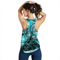 Matariki New Zealand Women Racerback Tank NZ Niho Taniwha Maori New Year Cyan Galaxy LT14 - Polynesian Pride