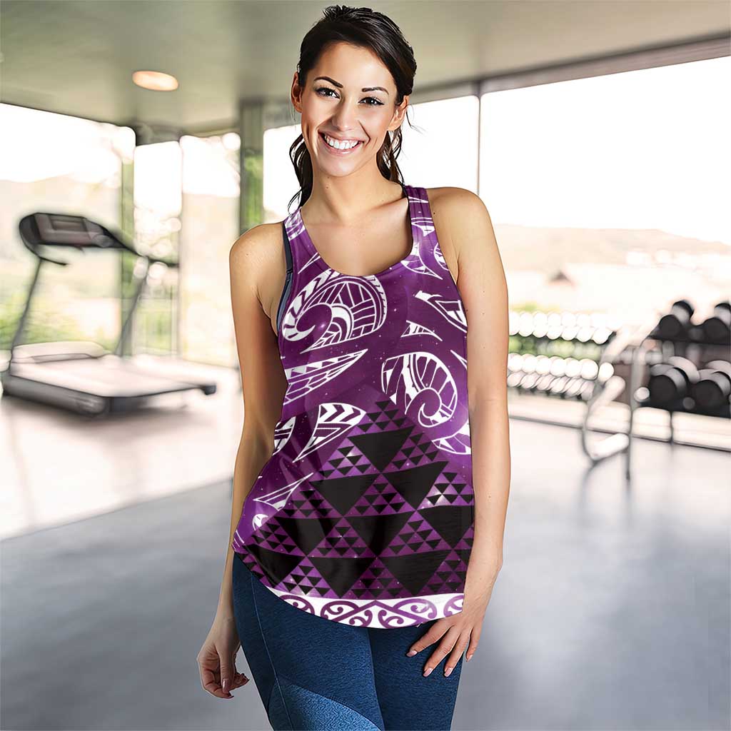 Matariki New Zealand Women Racerback Tank NZ Niho Taniwha Maori New Year Purple Galaxy LT14 - Polynesian Pride