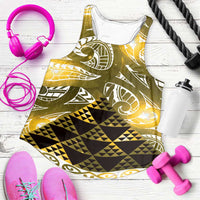 Matariki New Zealand Women Racerback Tank NZ Niho Taniwha Maori New Year Yellow Galaxy LT14 Yellow - Polynesian Pride