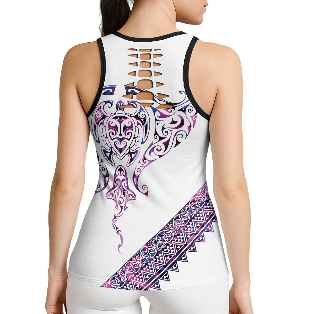 Mawhero Paua Shell Kowhaiwhai Taniko Personalised Hollow Tank Top Manta Ray Shark-Turtle Maori Tribal Style LT9 - Polynesian Pride